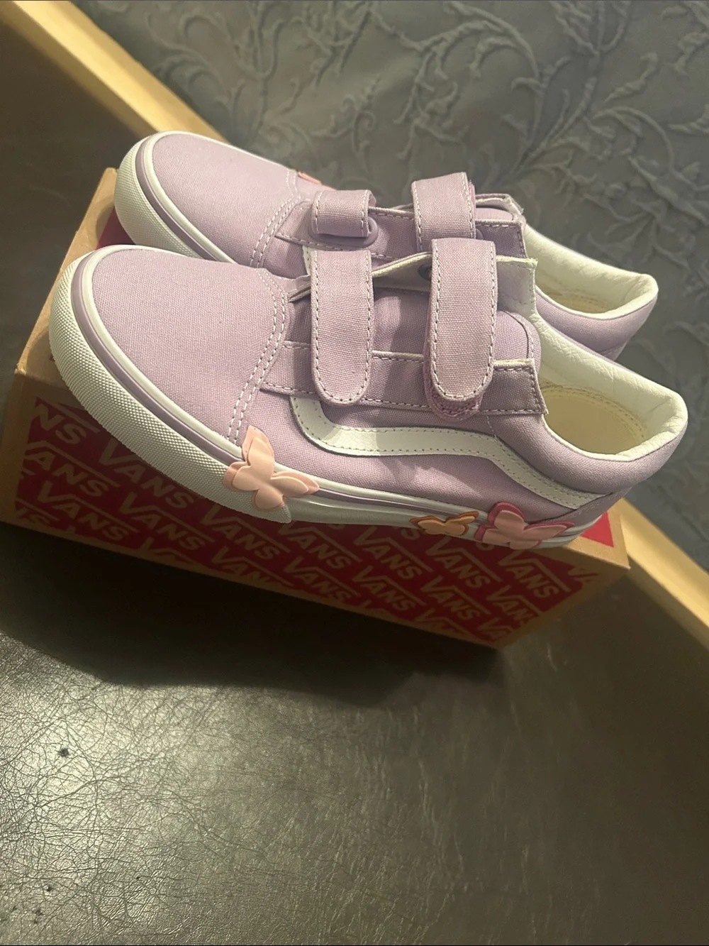 Vans Kids Lavender Butterfly Velcro Sneakers
